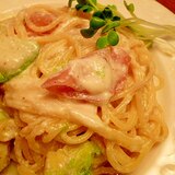 ハムとアボカドの和風豆腐クリーム冷製パスタ